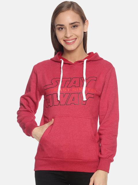 

Campus Sutra Women Red Printed Hooded Sweatshirt