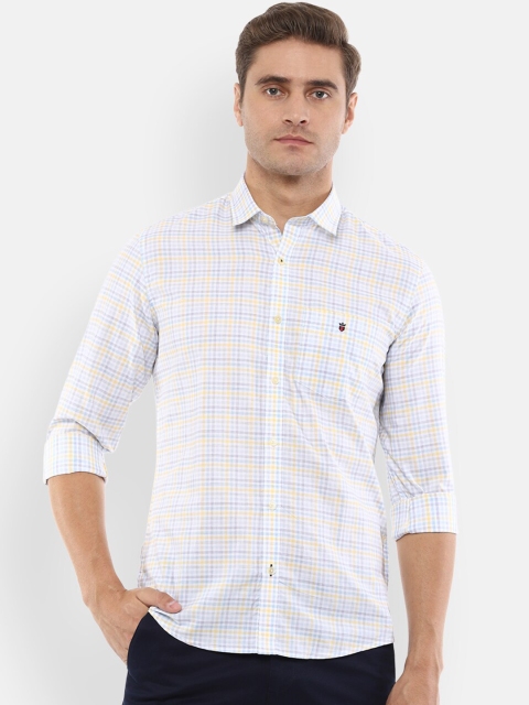 

Louis Philippe Sport Men White & Yellow Regular Fit Checked Casual Shirt