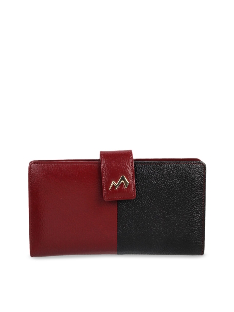 

Metro Women Maroon & Black Colourblocked Leather Two Fold Wallet