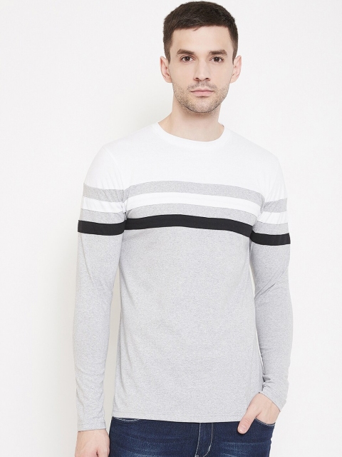 

GRITSTONES Men White Colourblocked Round Neck T-shirt