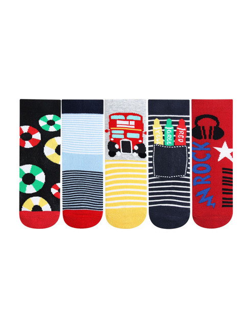 

Bonjour Unisex Kids Pack Of 5 Assorted Above Ankle-Length Socks