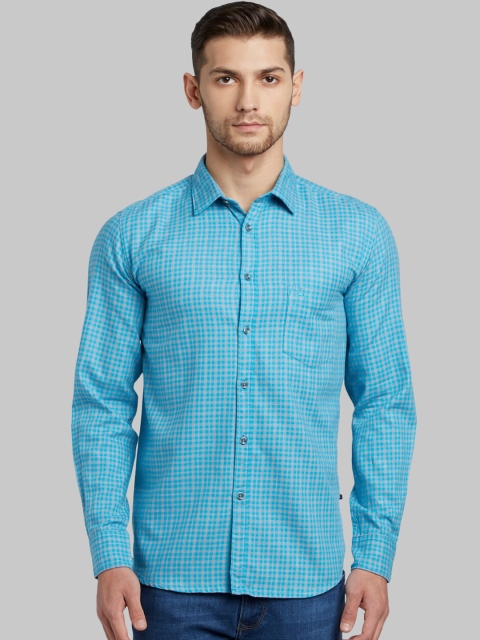 

Parx Men Turquoise Blue Slim Fit Solid Casual Shirt