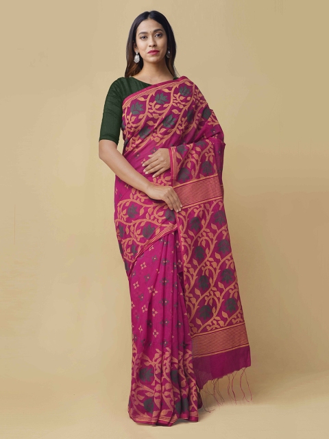 

Unnati Silks Pink Printed Silk Cotton Saree