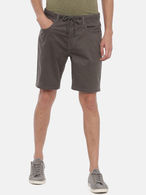 

Breakbounce Men Grey Solid Slim Fit Chino Shorts