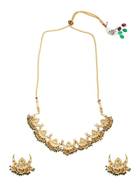 

MORKANTH JEWELLERY Gold-Plated Handcrafted Pachi Kundan Handcrafted Jewellery Set