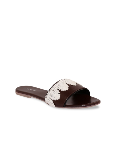 

Kanvas Women Brown Crochet Open Toe Flats