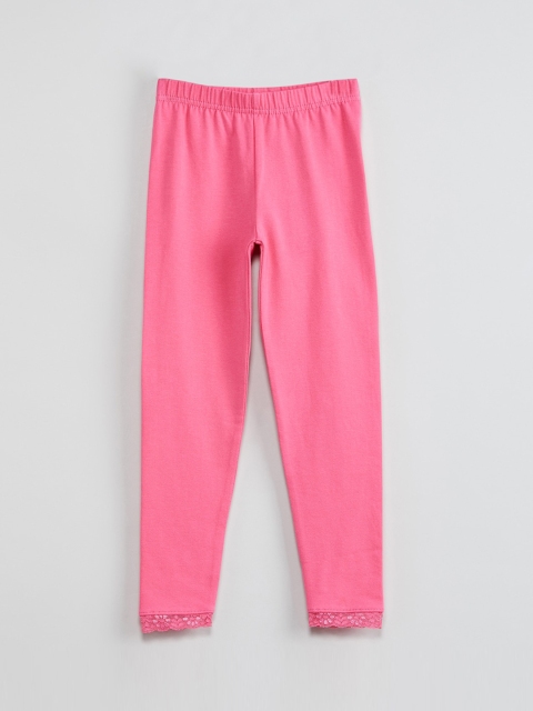 

max Girls Pink Solid Ankle-Length Leggings