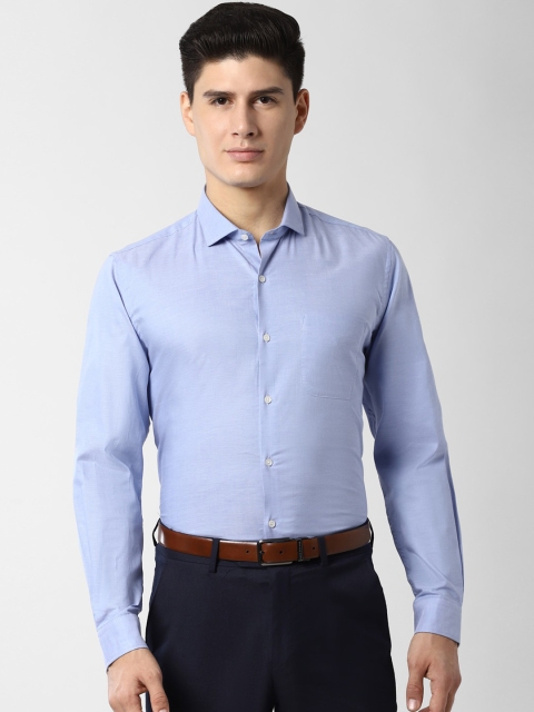 Peter England Men Blue Slim Fit Solid Formal Shirt