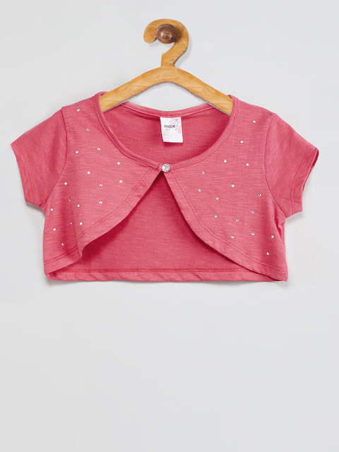 

max Girls Fuchsia Solid Button Shrug