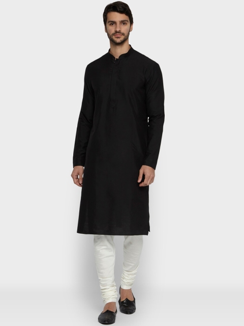 

Ethnix by Raymond Men Black Solid Straight Kurta