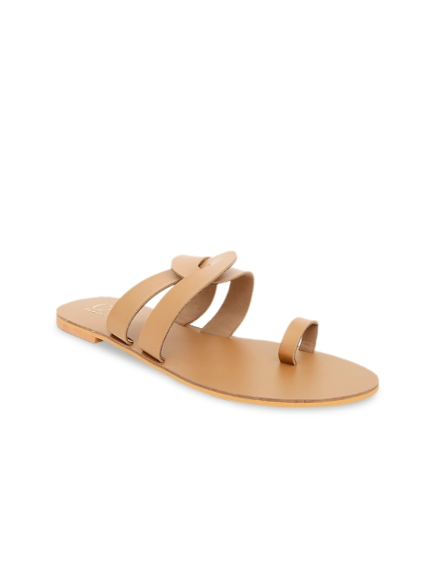 

CAI Women Tan Brown Solid PU One Toe Flats