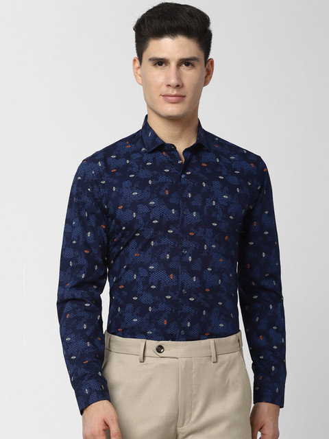 

Peter England Men Navy Blue Regular Fit Printed Formal Shirt