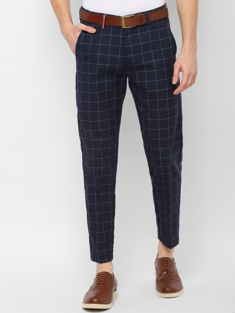 

Allen Solly Men Navy Blue Slim Fit Checked Regular Trousers
