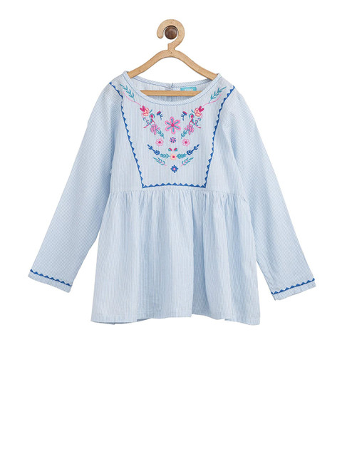 

Miyo Girls White Striped A-Line Dress