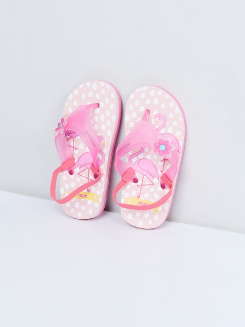 

max Girls Pink Printed Thong Flip-Flops
