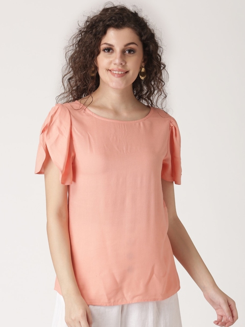 

DIVA WALK EXCLUSIVE Women Peach-Coloured Solid Top