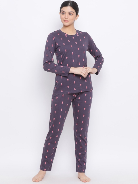 

Kanvin Women Grey & Pink Printed Night Suit MJKAW20424A