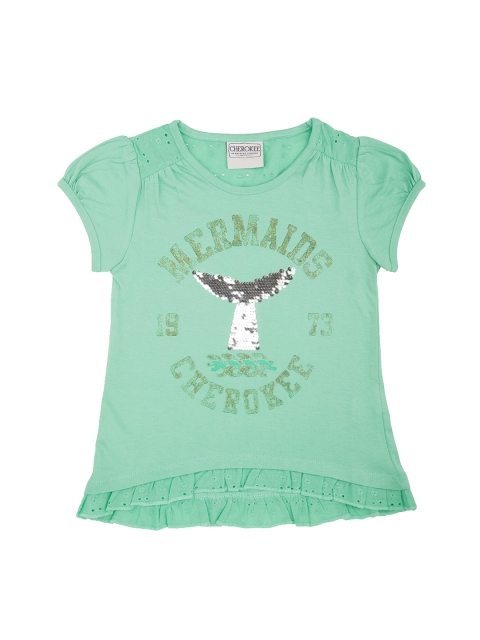 

Cherokee Girls Green Printed Top