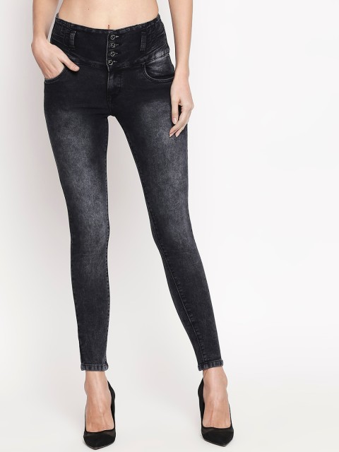 

High Star Women Black Slim Fit High-Rise Clean Look Stretchable Jeans