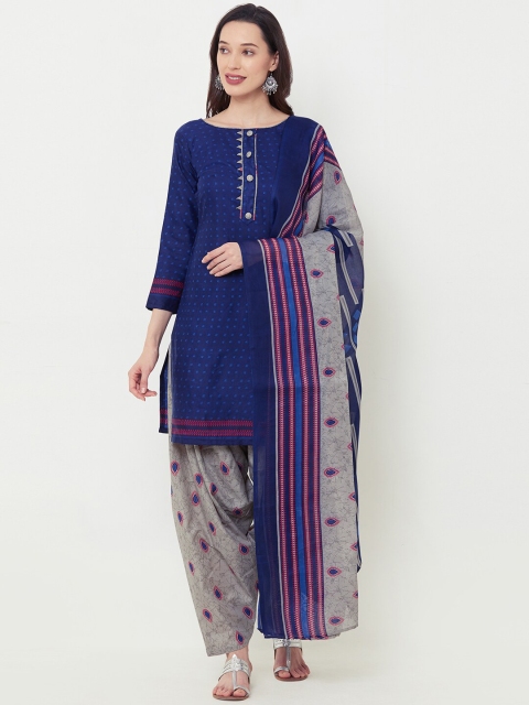 

Satrani Blue & Grey Pure Cotton Unstitched Dress Material