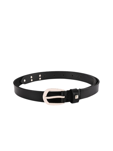 BuckleUp Women Black Solid Leather Belt