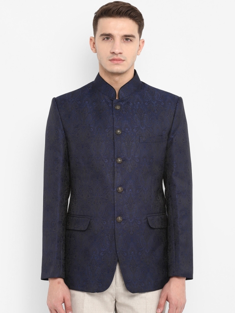 

Ethnix by Raymond Men Navy Blue Printed Tailored Jacket