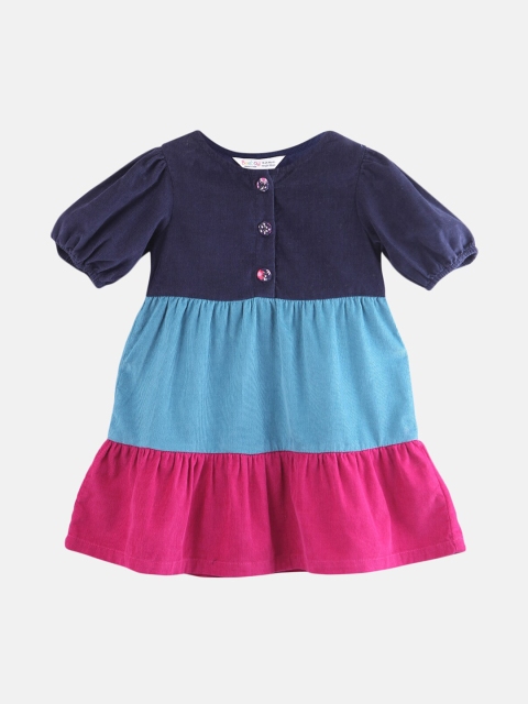 

Beebay Girls Blue & Pink Colourblocked A-Line Dress