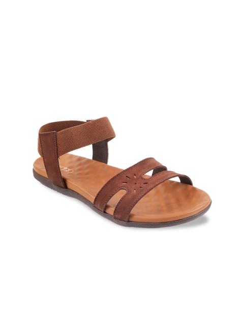 

Metro Women Brown Solid Leather Open Toe Flats