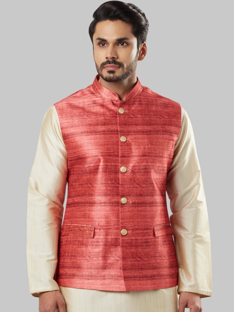 

Ethnix by Raymond Men Red Solid Nehru Jacket