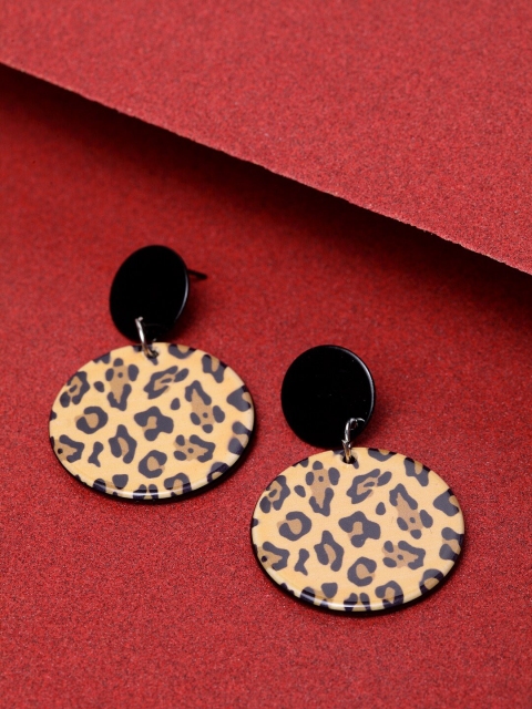 

Stoln Beige & Black Circular Drop Earrings