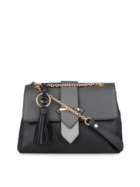 

Rocia Black & Grey Solid Handheld Bag