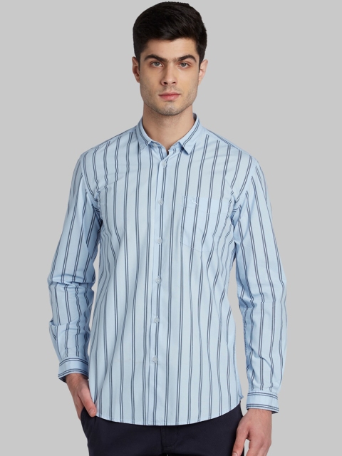 

Parx Men Blue Slim Fit Striped Casual Shirt