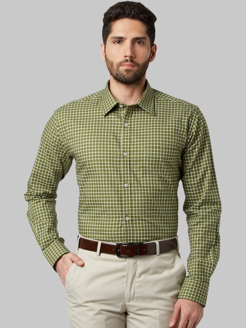 

Park Avenue Men Green Slim Fit Checked Formal Shirt