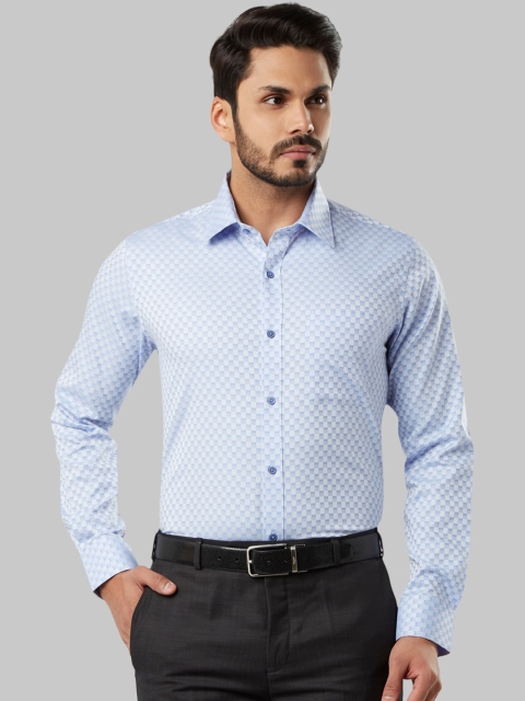 

Raymond Men Blue Regular Fit Gingham Formal Shirt