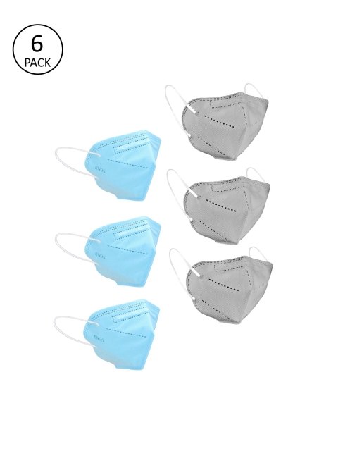 

OOMPH Adults Pack of 6 Reusable Anti-Pollution 5-Layers Valved KN95 Masks, Blue