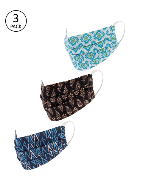 

LEGAL BRIBE Women 3 Pcs 3-Ply Printed Antimicrobial Cotton Masks, Multi
