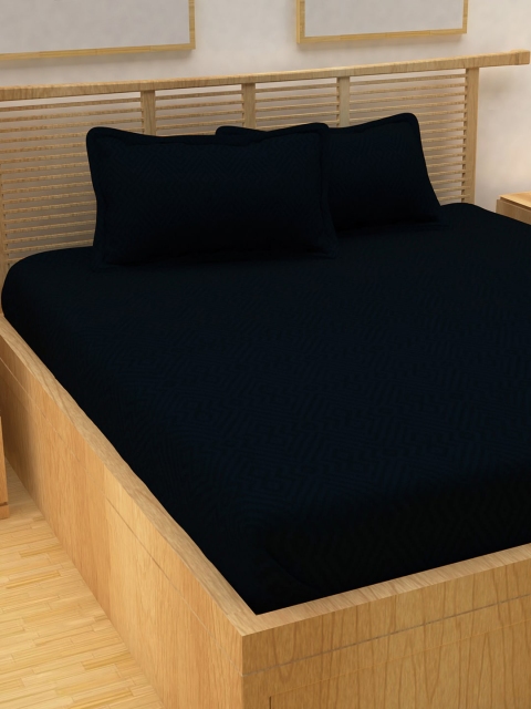 

Story@home Navy Blue Geometric 400 TC Cotton 1 King Bedsheet with 2 Pillow Covers