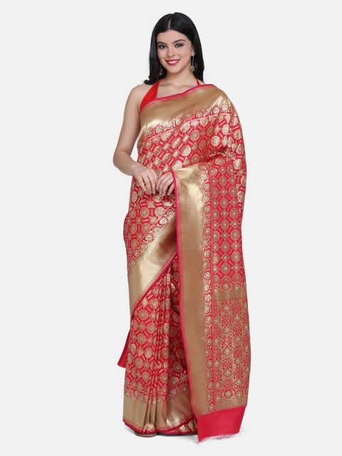 

BOMBAY SELECTIONS Red & Gold-Toned Art Silk Woven Design Banarasi Saree