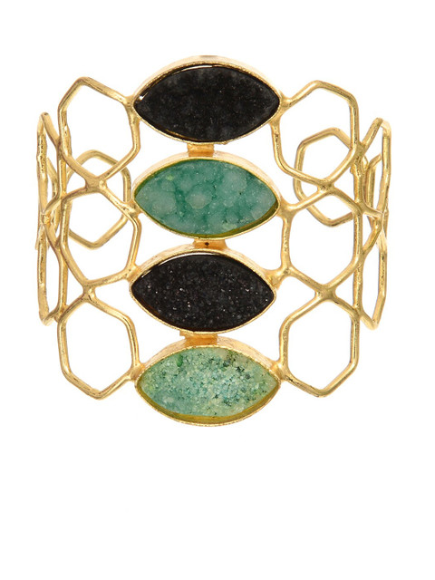

INDYA Green Bracelet Gold-Plated Bangle-Style Bracelet