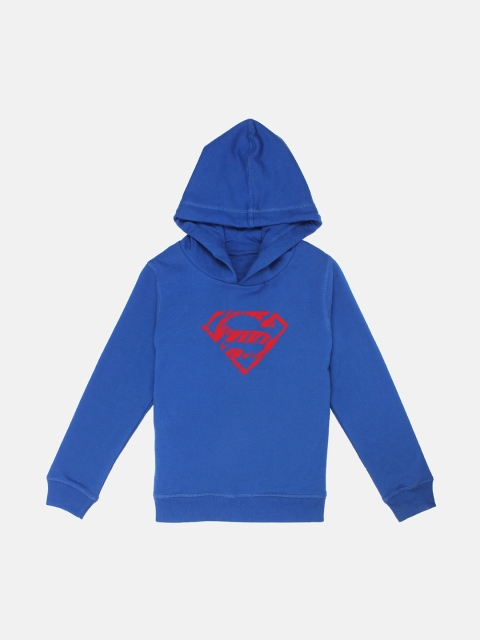 

Kids Ville Boys Blue Printed Hooded Sweatshirt