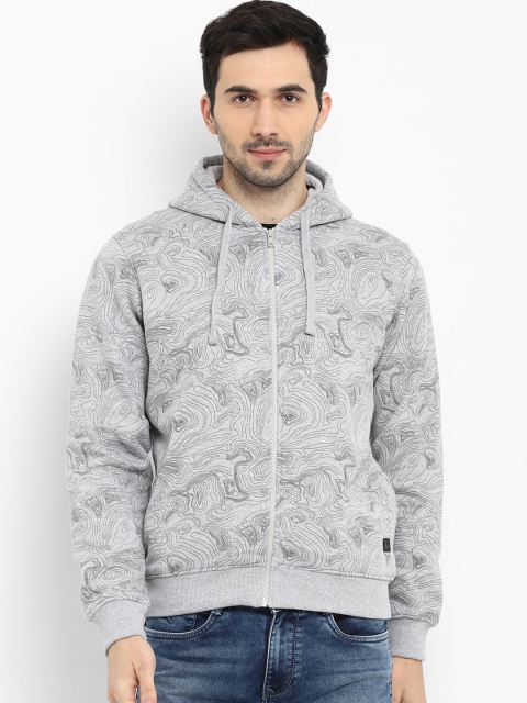 

Parx Men Grey Printed Hooded Sweatshirt