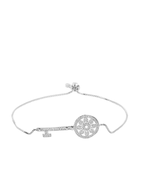 

shaze Silver-Toned & Rhodium-Plated Wraparound Bracelet