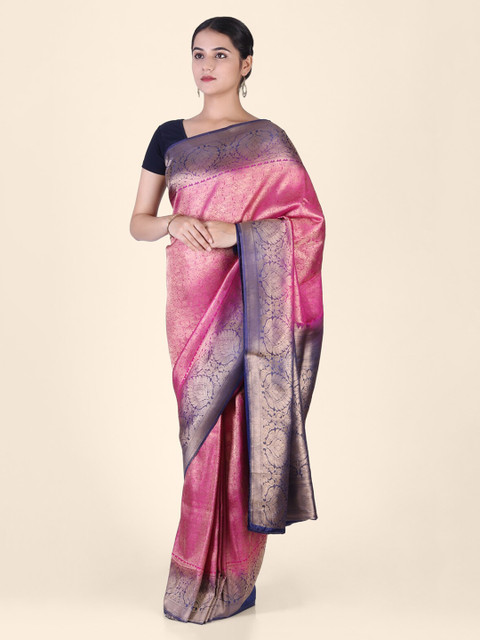 

CLAI WORLD Pink & Purple Silk Blend Woven Design Arani Saree