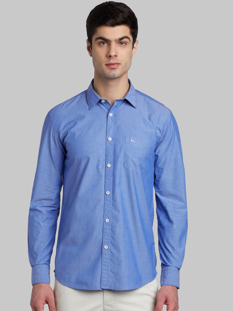 

Parx Men Blue Slim Fit Solid Casual Shirt