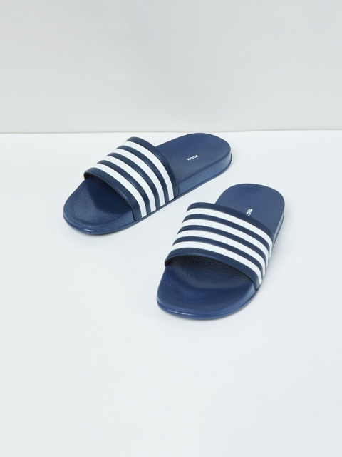 

max Boys Navy Blue & White Striped Sliders
