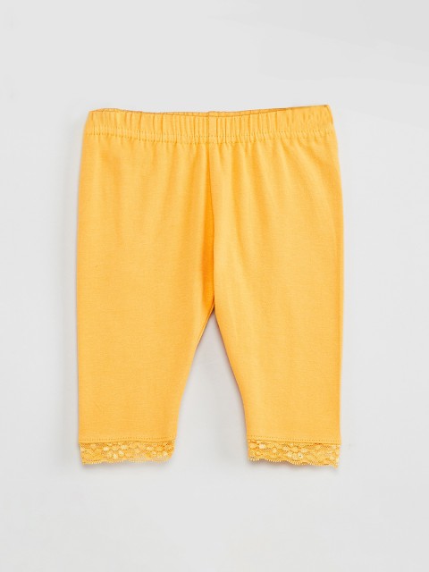 

max Infant Girls Yellow Solid Ankle-Length Leggings
