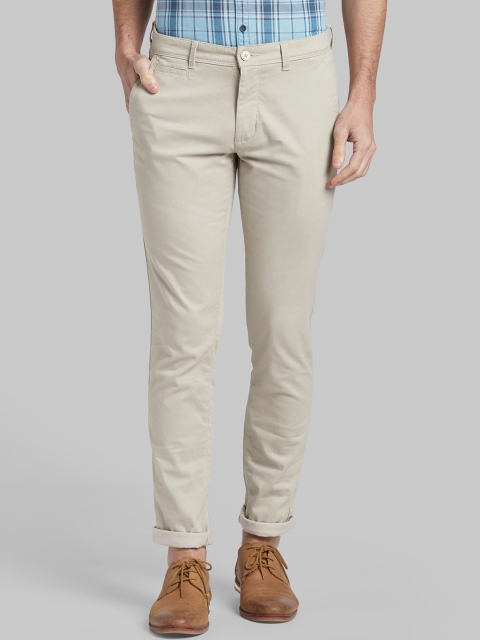

Parx Men Beige Tapered Fit Printed Regular Trousers