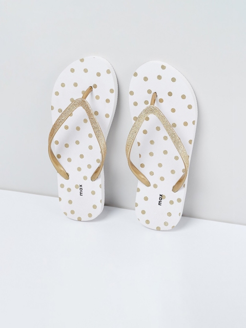 

max Girls White Printed Thong Flip-Flops