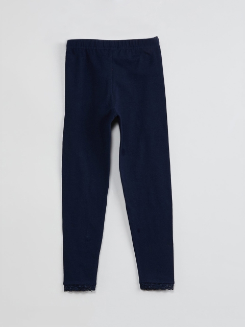 

max Girls Blue Solid Ankle-Length Leggings