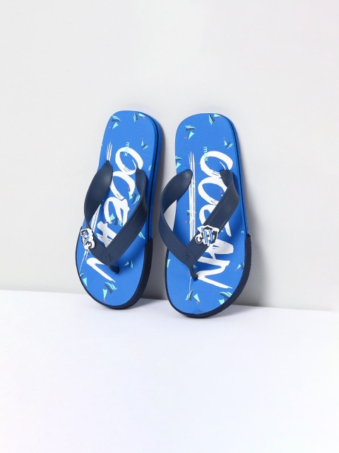 

max Boys Navy Blue Printed Thong Flip-Flops